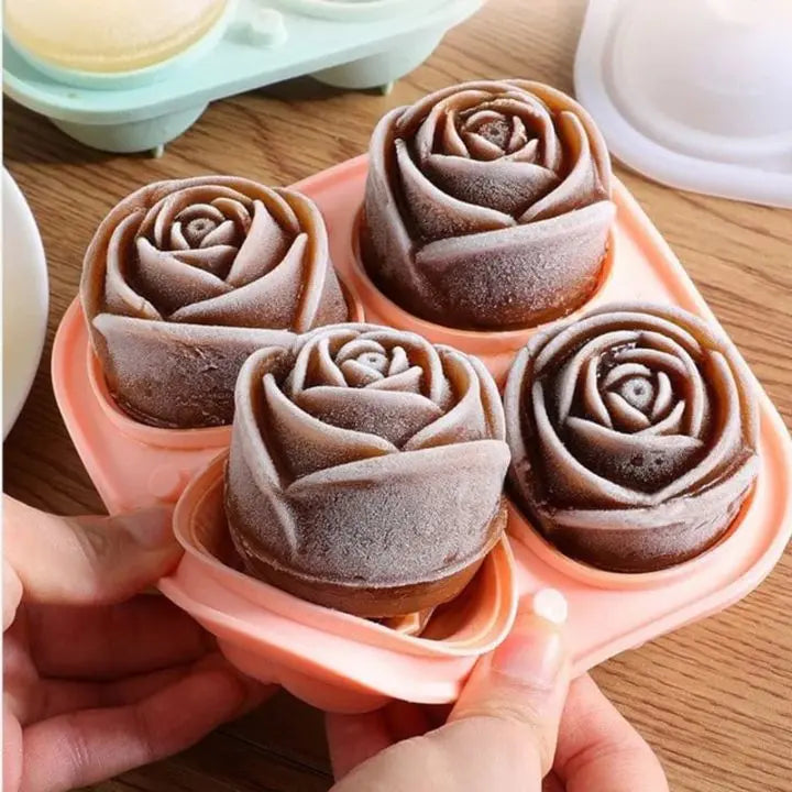 BowLift | Rose Ice Cube Mould – 3D Silicone for Elegant Ice Cubes (4 Grid)