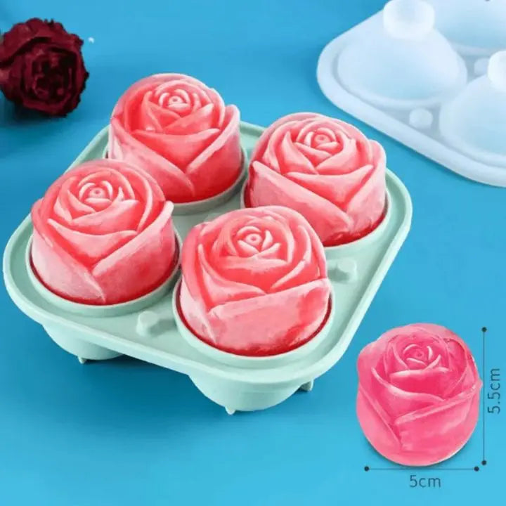 BowLift | Rose Ice Cube Mould – 3D Silicone for Elegant Ice Cubes (4 Grid)