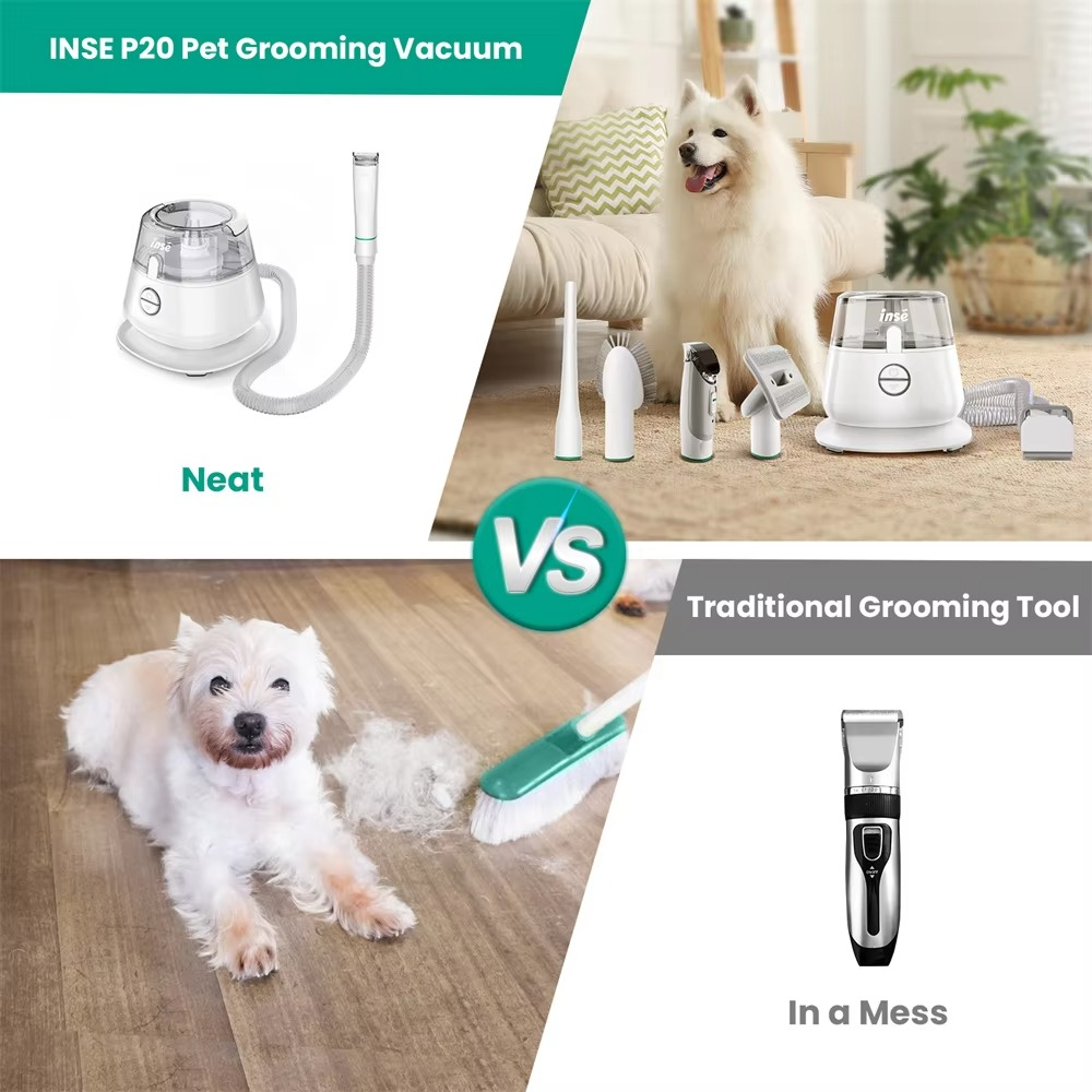 BowLift | 5-in-1 Dog Grooming Vacuum Kit – Low Noise Pet Hair Remover with Deshedding Tools & Dust Cup