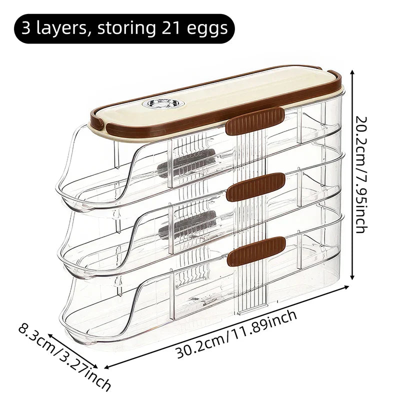 BowLift | Fridge Organizer Automatic Rolling Transparent Egg Storage Box