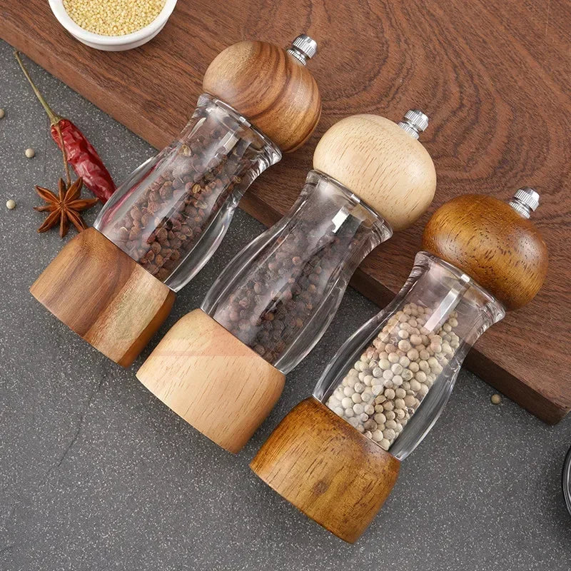 BowLift | Pepper mill and salt mill set made of wood and glass – Stylish spice mills for the kitchen
