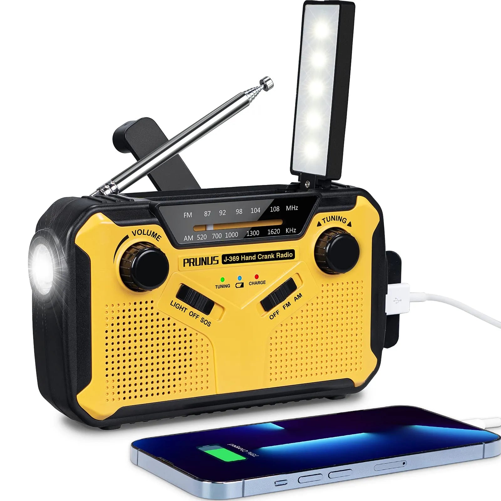 BowLift | Emergency Radio with Crank & Solar – Portable Dynamo Radio with Power Bank & LED Flashlight