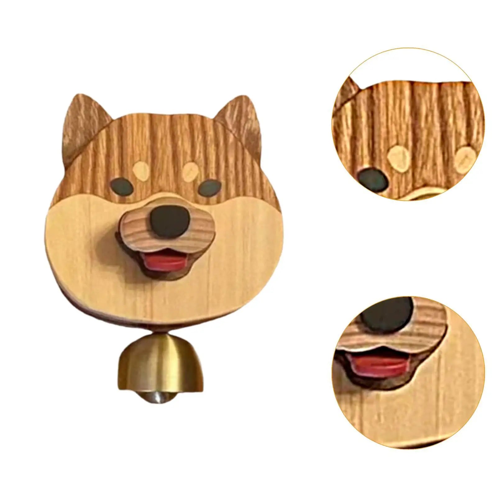 BowLift | Playful Shiba Dog Face Wooden Doorbell