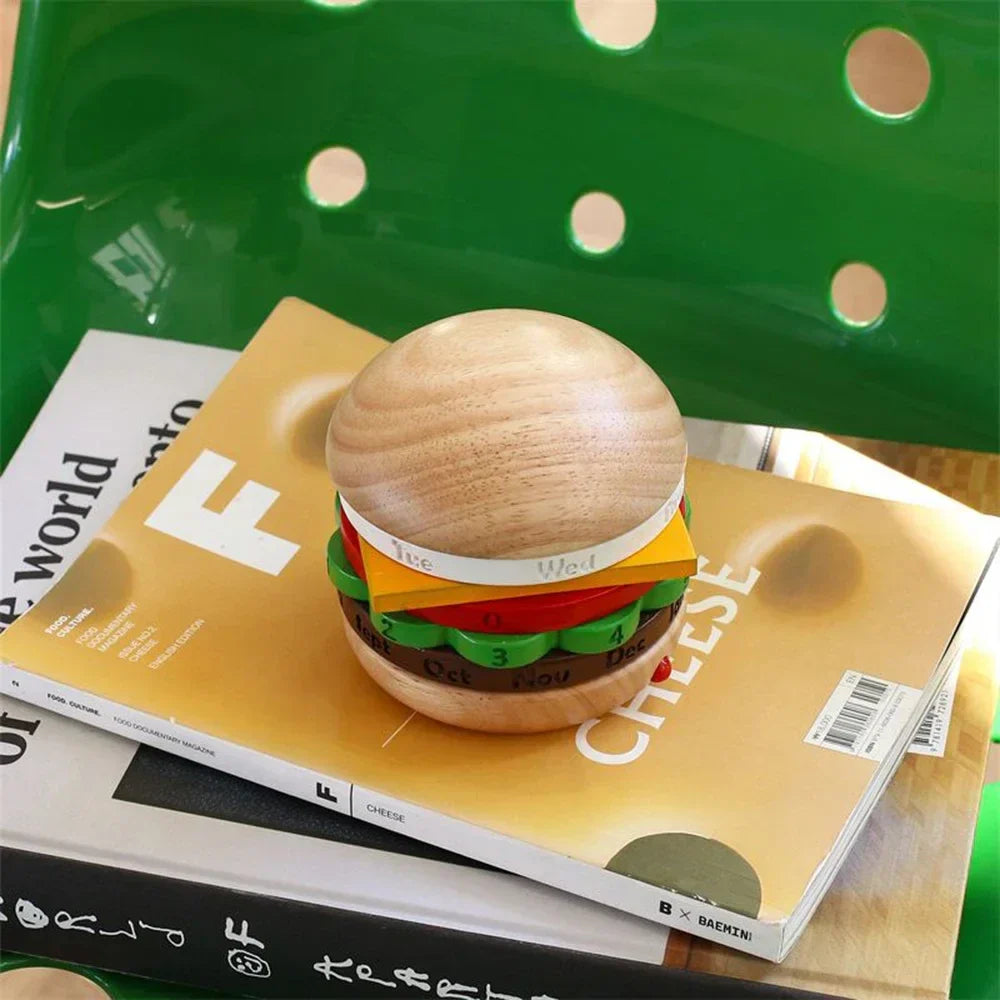 BowLift | Rotating Wooden Hamburger Decorative Calender