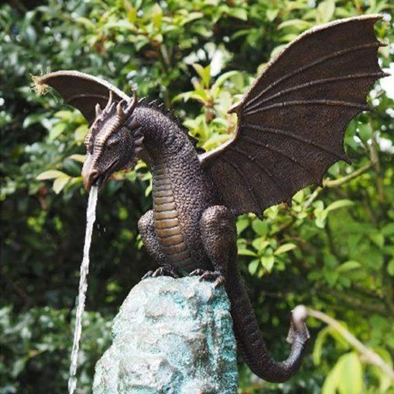 BowLift | Majestic fire-breathing dragon fountain sculpture