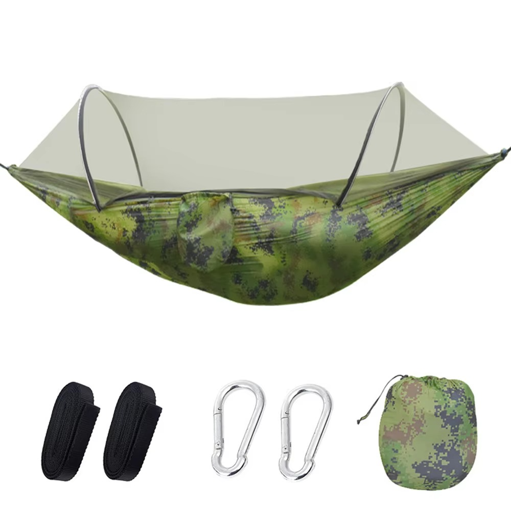 BowLift | 2-Person Outdoor Hammock with Mosquito Net - Portable Parachute Fabric Camping Bed