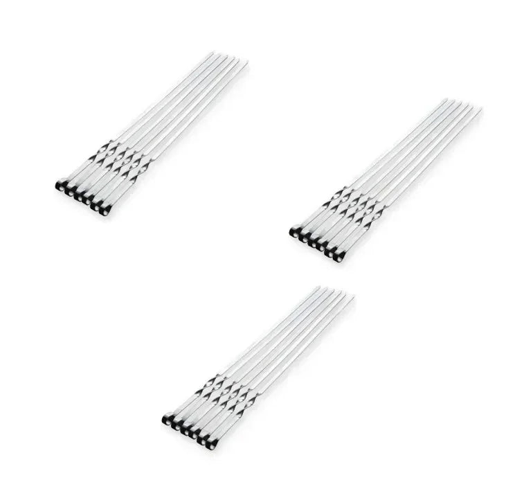 BowLift | GrillMaster Pro Grill Skewers | Extra Long Stainless Steel Skewers with Wooden Handle | Set of 6