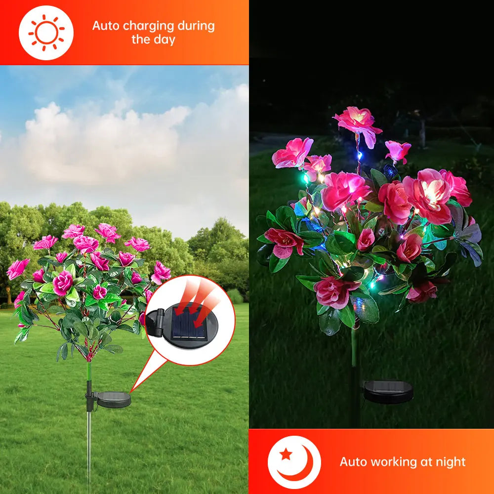 BowLift | FloraGlow Solar Garden Lamp | Azalea Design | LED | Weatherproof & Wireless | 8h Light Time