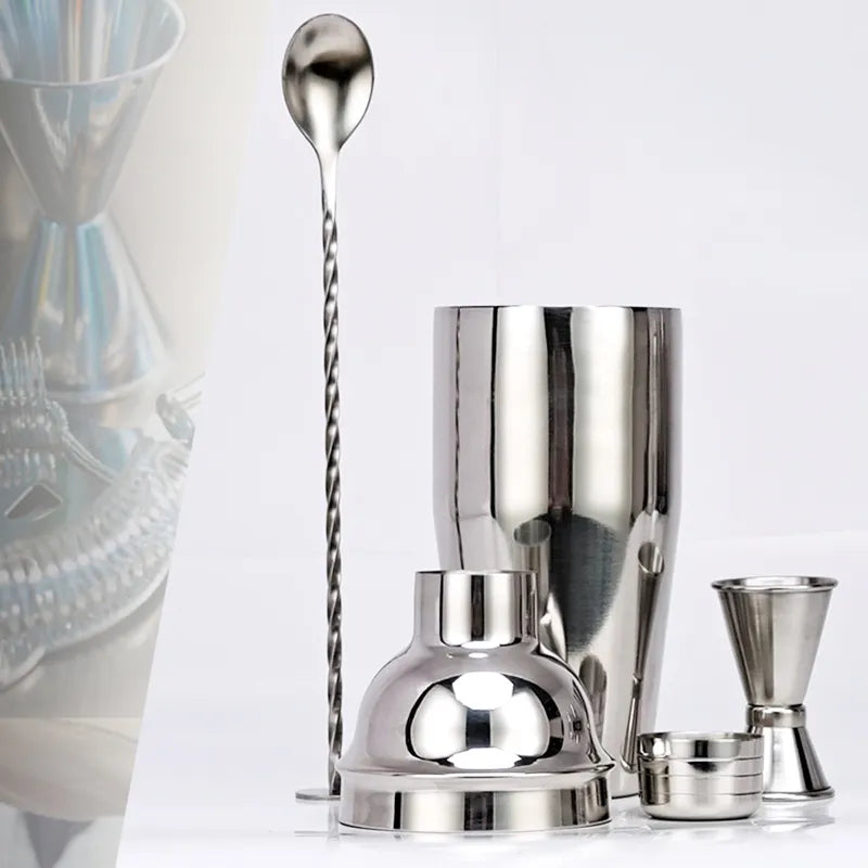 BowLift | 550 ml/750 ml Stainless Steel Cocktail Shaker Mixer Drink Bartender Set Bar Set Tools With Wine Rack Stand Tool for Birthday Gift