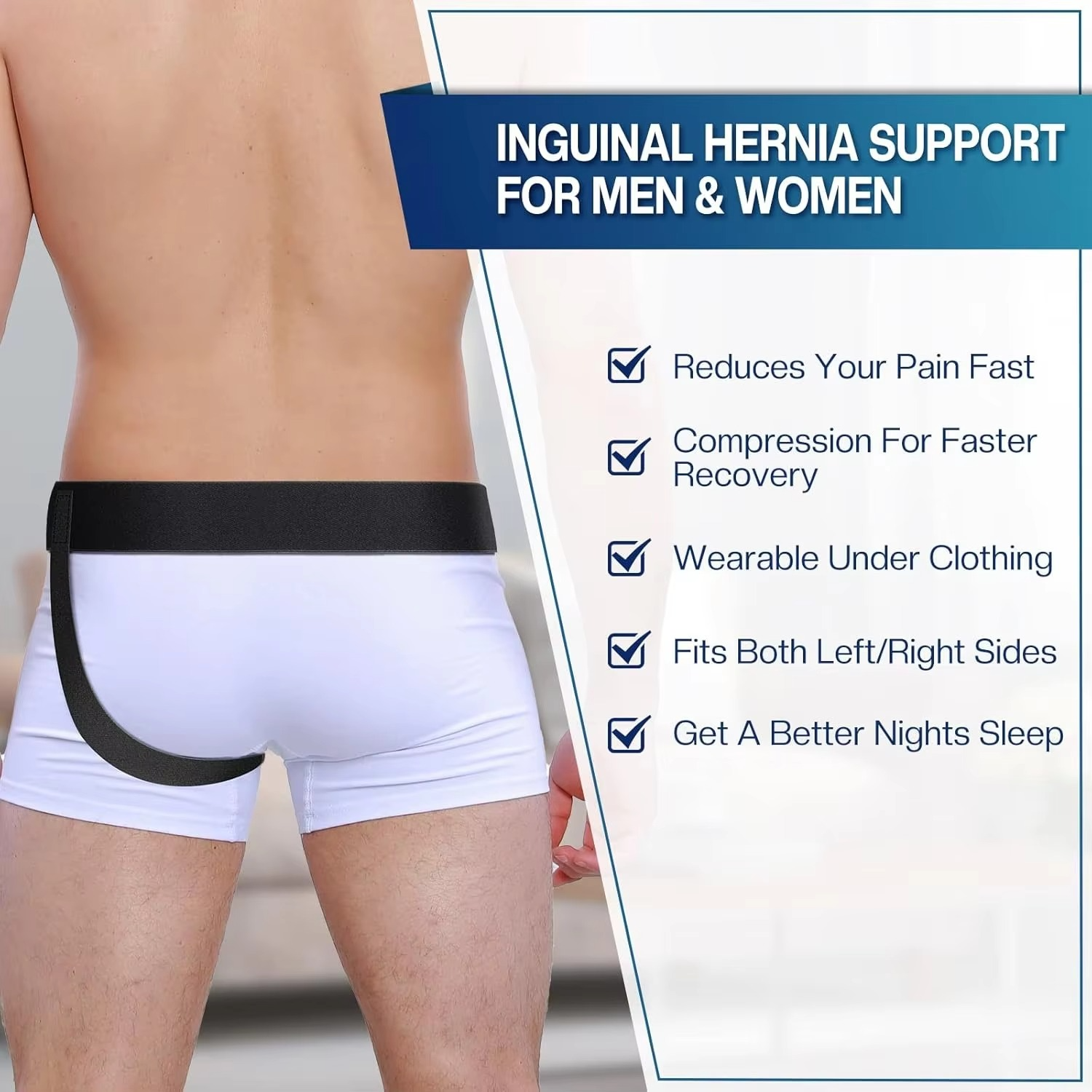 BowLift | Hernia Support Belt for Men and Women with Removable Compression Pads