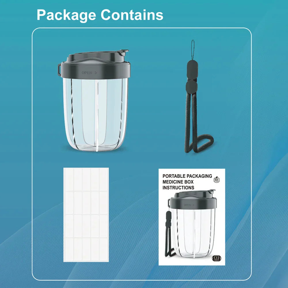 BowLift | Pilliora Travel Pill Box | BPA-free & Hygienic | Anti-Mix System | With Carrying Loop
