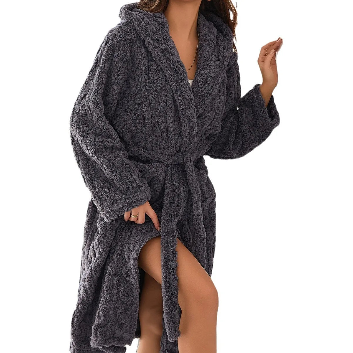 BowLift | CozyHood – Bathrobe with hood made of coral fleece