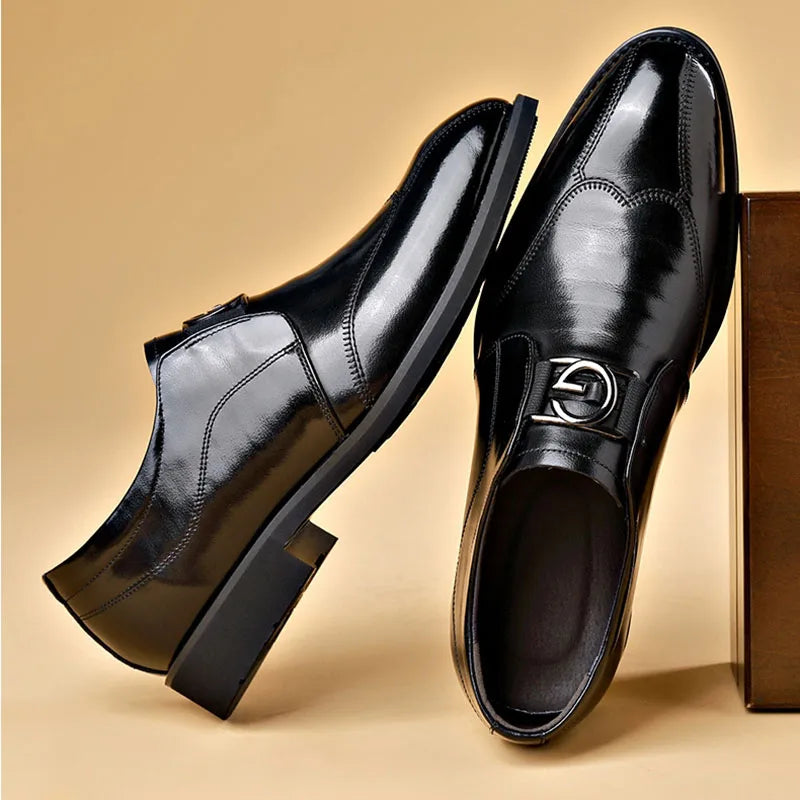 BowLift | Men's Leather Shoes Stylish Men's Shoes Pointed Oxford Wedding Leather Men's Dress Shoes Gentleman Office Man Shoe
