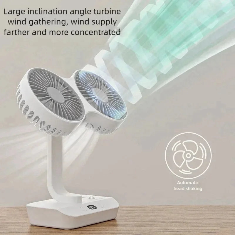 BowLift | Adjustable Double-Head Portable Table Fan Night Lamp