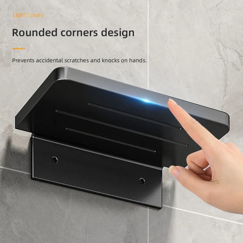 BowLift | Showeriva Shower Shelf | With Phone Holder | Self-Adhesive | For Bathroom & Shower