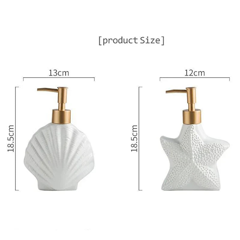 BowLift | AquaNaut Soap Dispenser | Maritime Design | Shell & Starfish Motif | Bathroom Decor