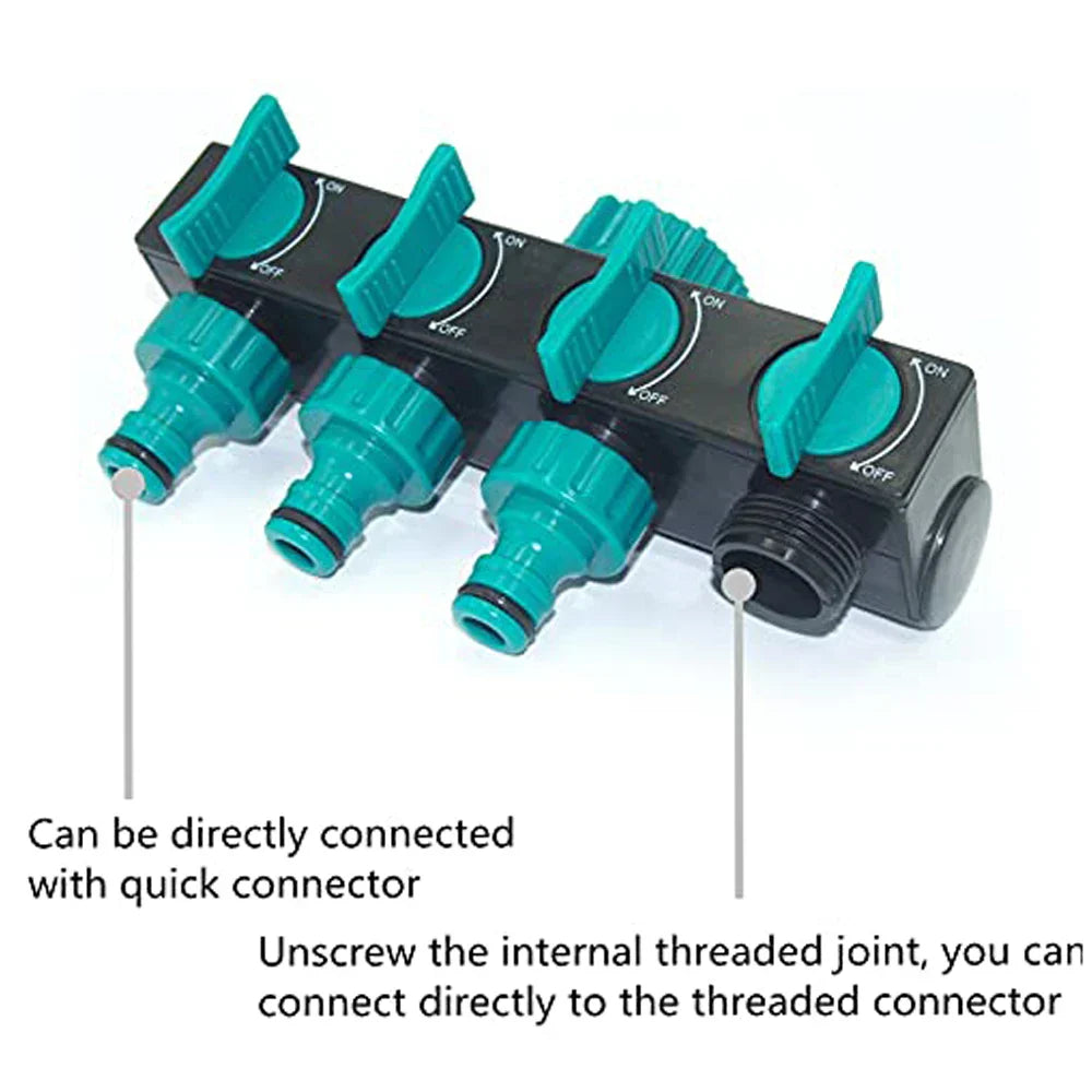 BowLift | AquaSplit 4-Way Distributor | For ½", ¾", 1" Threads | Robust Design | Green-Black