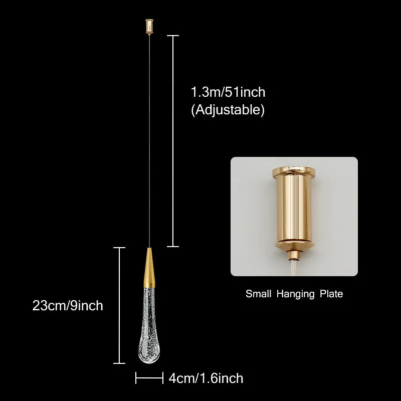 BowLift | Crystal LED Pendant Lights: Perfect for Bedroom, Dining Room, Bar - Water Drop Chandelier, Stair Lamp for Interior Decoration