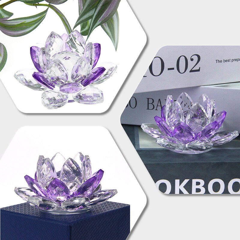 BowLift | Crystal Lotus Flower Craft Glass Paperweight Home Decoration Ornaments Figures Home Wedding Party Decor Gifts Souvenir