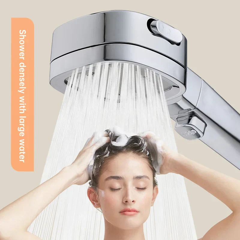 BowLift | Jetiva Shower Head | 3 Spray Types | Pressure Boosting & Water Saving | Silver Design