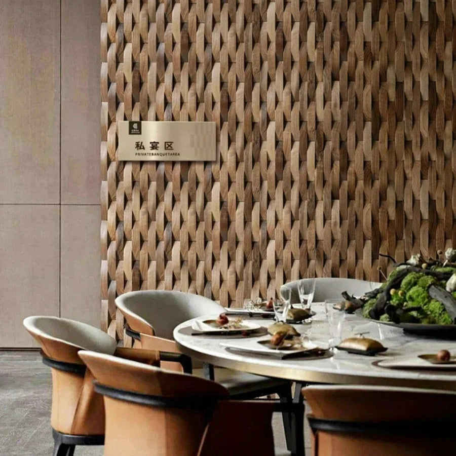 BowLift | 3D Solid Wood Mosaic Wall Panel with Acoustic Design