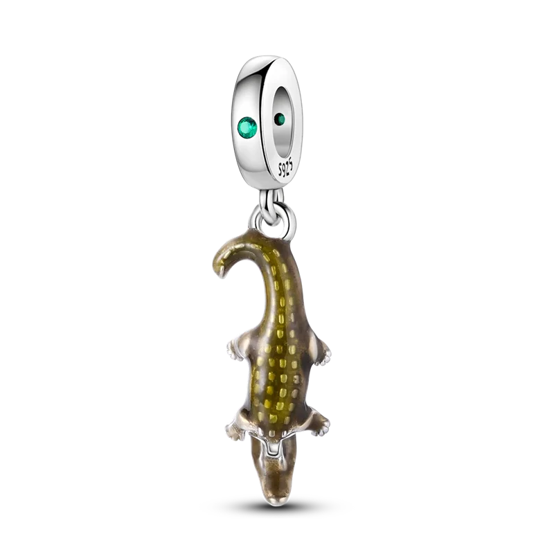 BowLift | 925 Silver Golden Leopard Charms Beads Colorful Chameleon Rhinoceros Lion Scarab Cat Pendant Compatible with Original Pandora Bracelet Jewelry