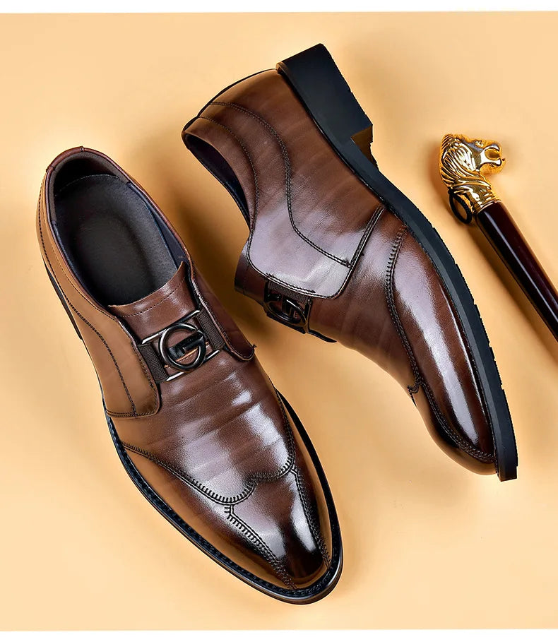 BowLift | Men's Leather Shoes Stylish Men's Shoes Pointed Oxford Wedding Leather Men's Dress Shoes Gentleman Office Man Shoe