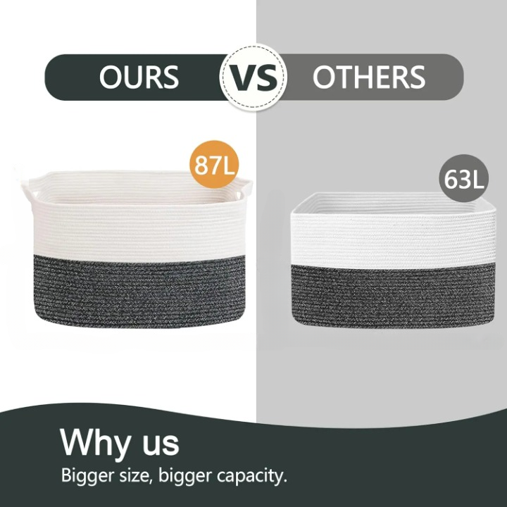 BowLift | Extra Large Woven Cotton Rope Toy & Blanket Storage Basket – Marlow