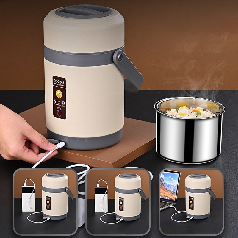 BowLift | USB Heated Stainless Steel Food Warmer Lunch Box