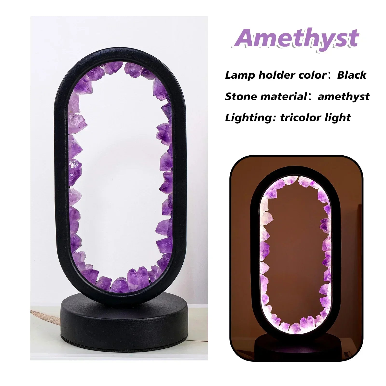 BowLift | AuraStone | Natural Calming Amethyst Serenity Lamp