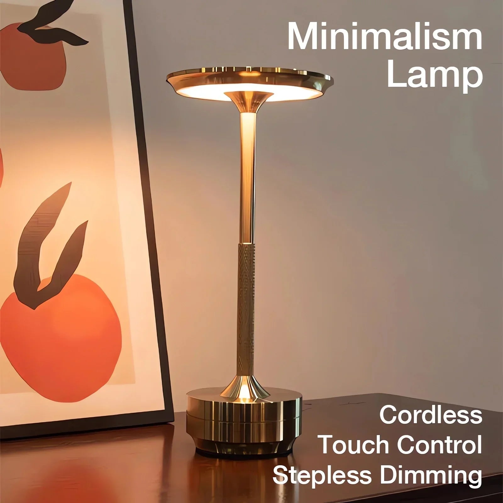 BowLift | Cordless Rechargeable Modern Aura Table Lamp with Touch Controls | Wireless LED Light for Modern Side Tables and Office Desks | Minimalist Table Lamp