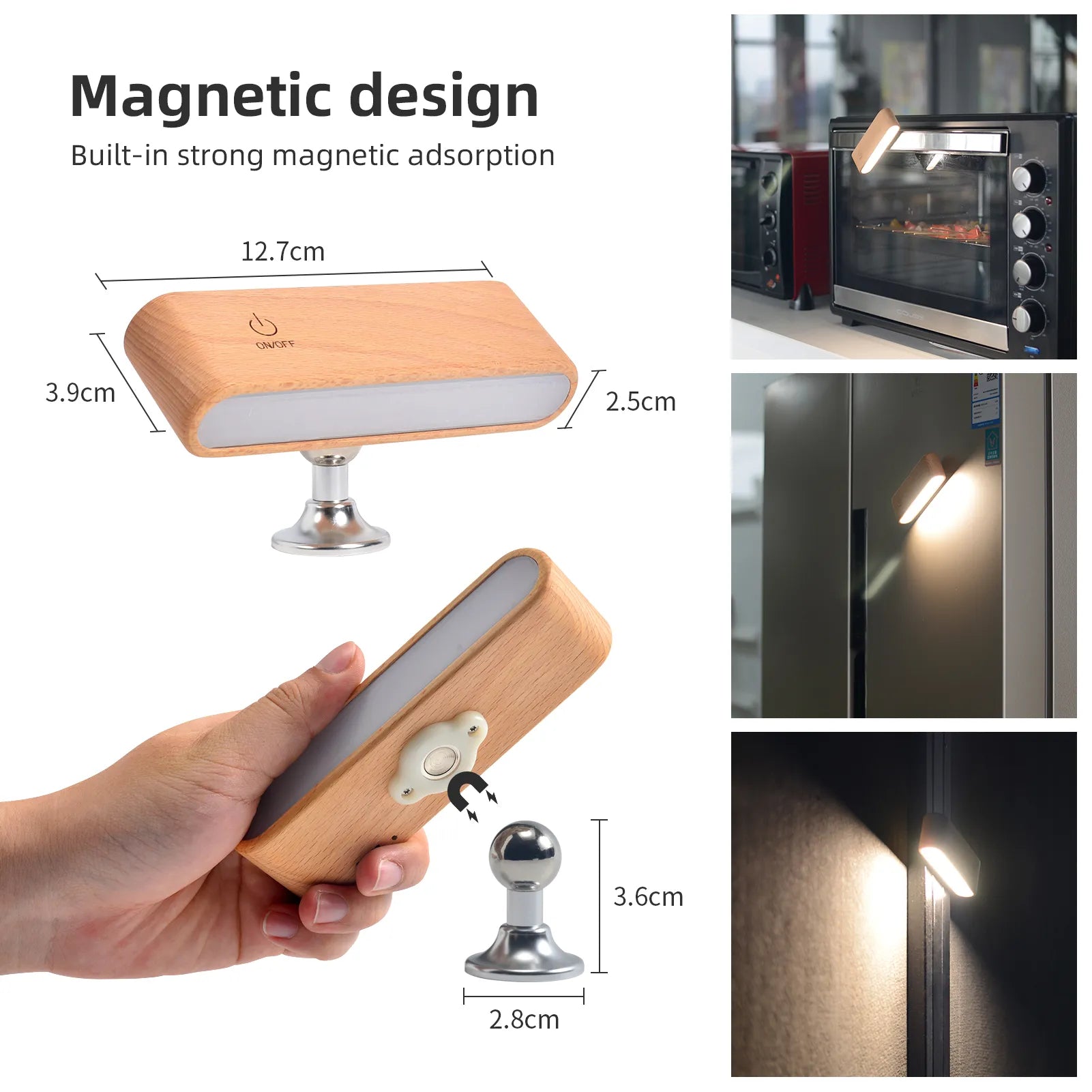 BowLift | Rotatable Magnetic Wooden Rechargeable LED Night Lamp