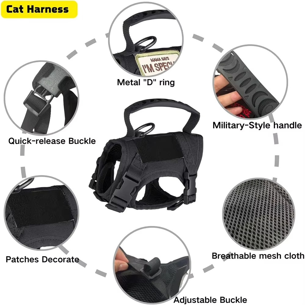 BowLift | Adjustable Tactical Pet Harness with Control Handle for Cats and Large Dogs