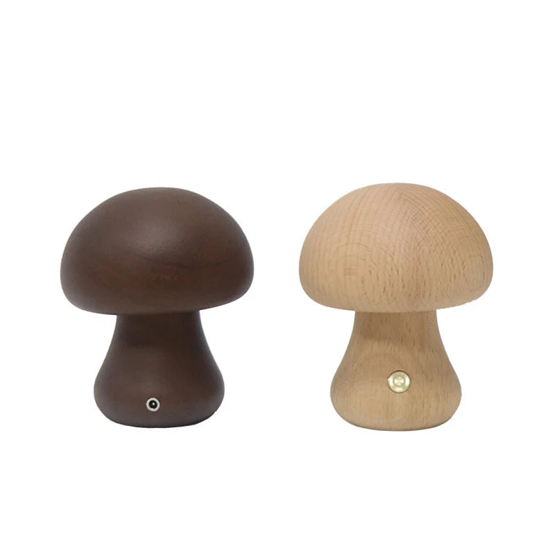 BowLift | Touch Switch Wooden Mushroom LED Night Lamp