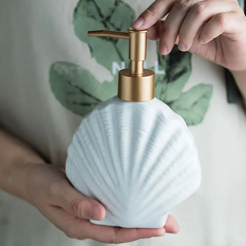 BowLift | AquaNaut Soap Dispenser | Maritime Design | Shell & Starfish Motif | Bathroom Decor