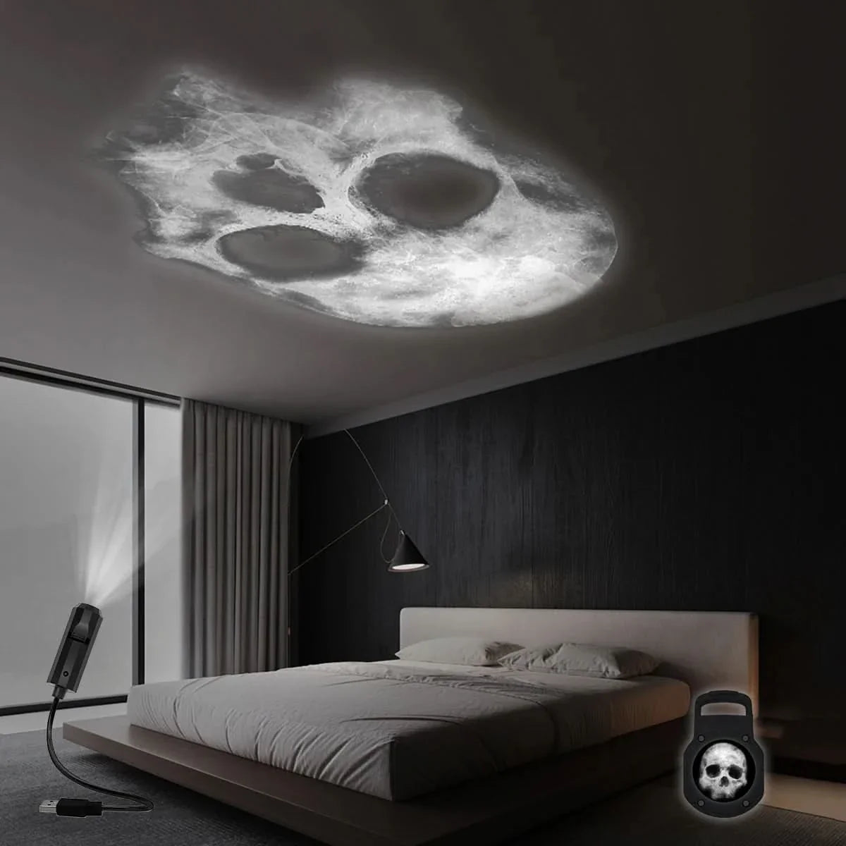BowLift | Skull Projection Night Light with USB Power