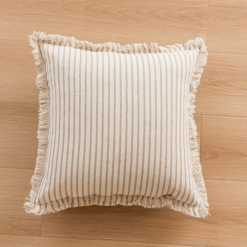 BowLift | Elegant Pillowcase with Jacquard Pattern and Fringes - Cotton-Linen Blend