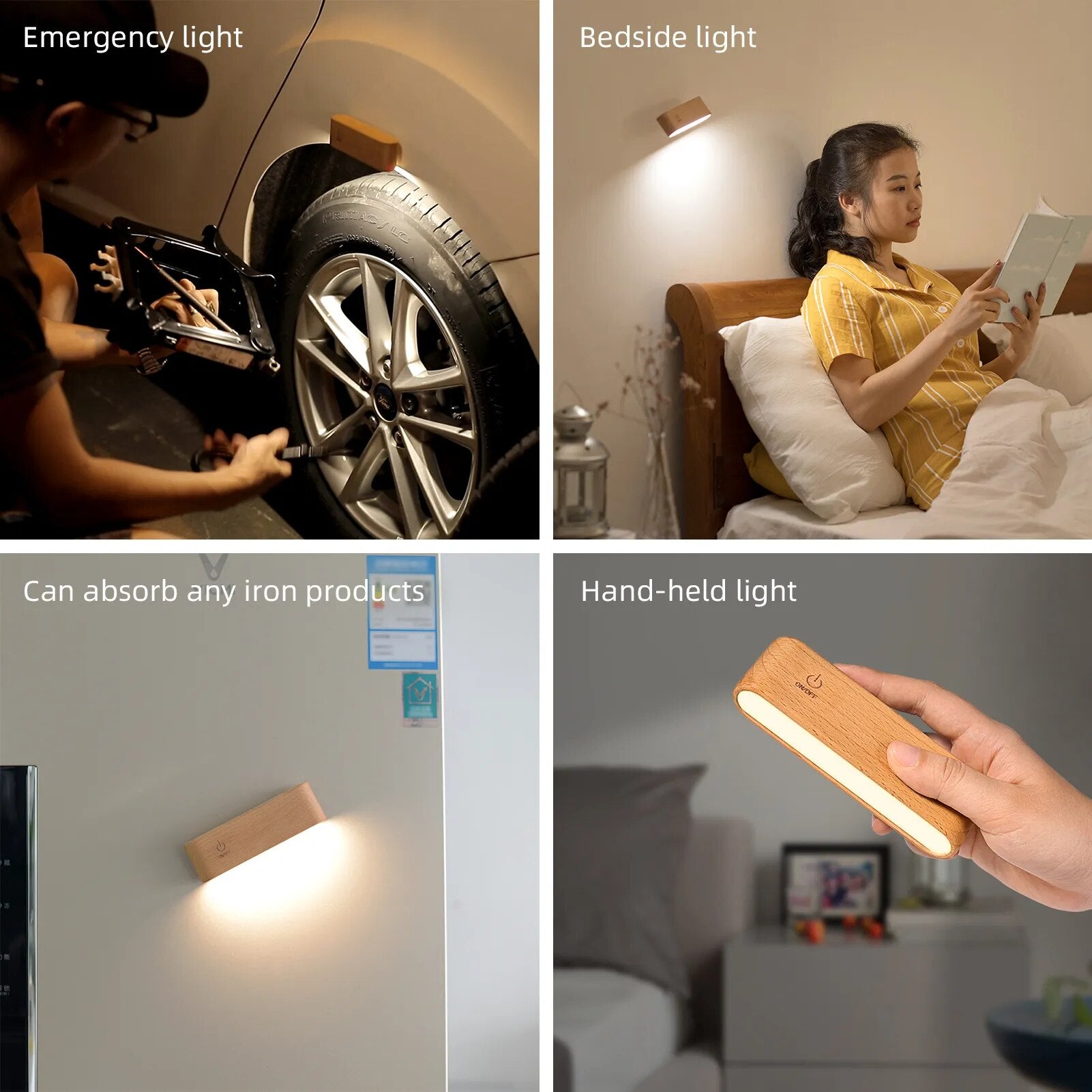 BowLift | Rotatable Magnetic Wooden Rechargeable LED Night Lamp