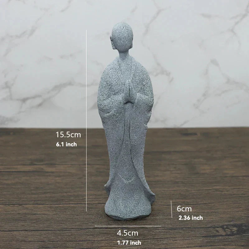 BowLift | Buddha Stone Statue Small Buddhist Monks Tibetan Buddhism Figures Zen Garden Ornament Meditation Home Aquarium Decoration