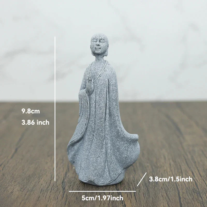 BowLift | Buddha Stone Statue Small Buddhist Monks Tibetan Buddhism Figures Zen Garden Ornament Meditation Home Aquarium Decoration