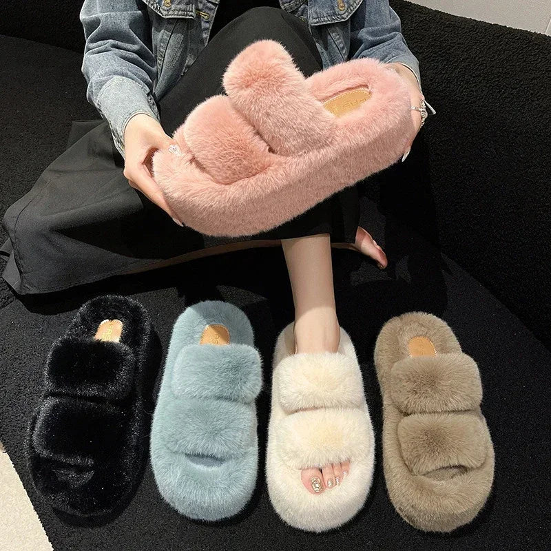 BowLift | FuzzyElegance - Soft Slippers for Women