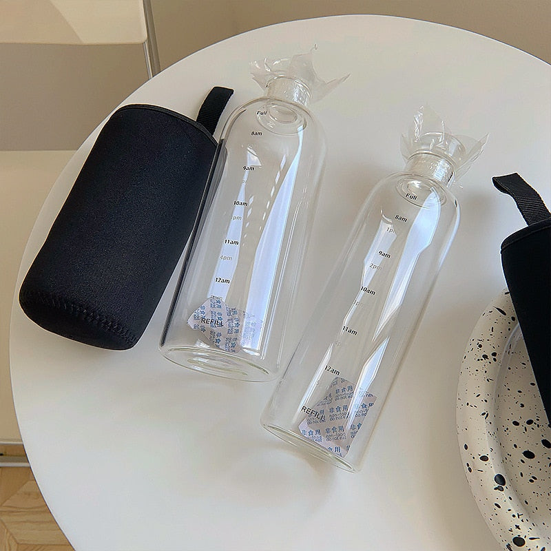 BowLift | Time Scale Heat-Resistant Glass Water Bottle