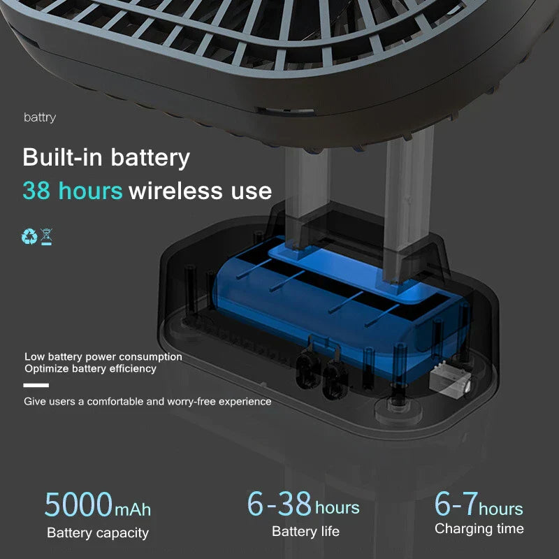 BowLift | BreezePro Fan | Compact & Cordless | 38 Hours Runtime | Flexible and Quiet