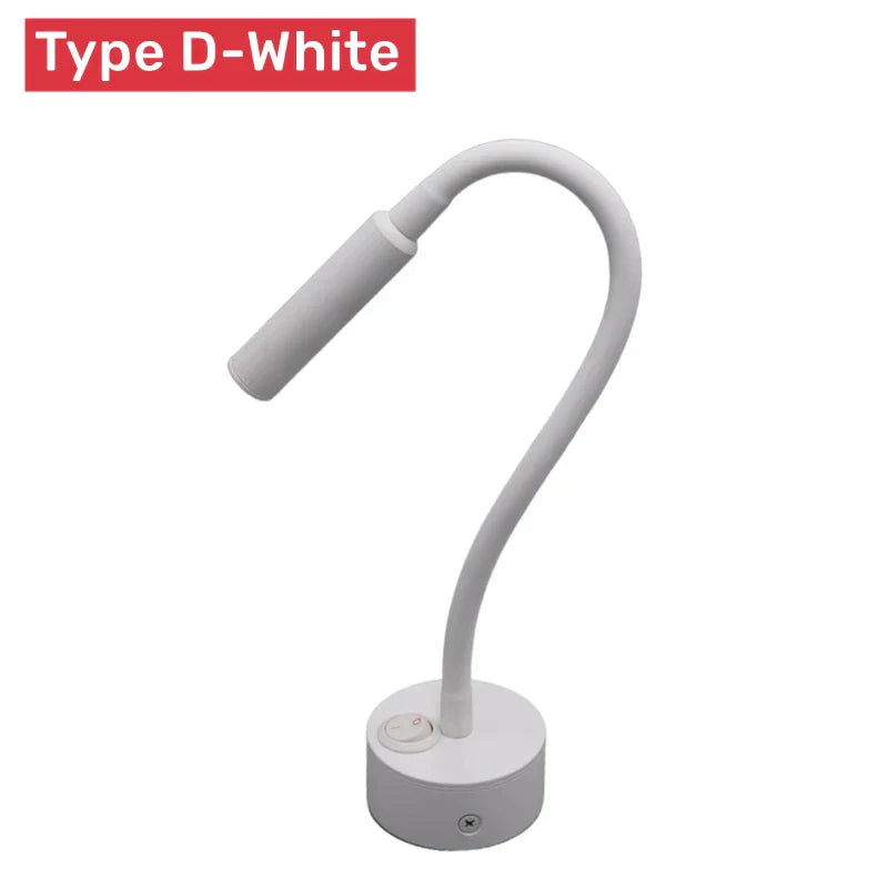 BowLift | Modern Flexible LED Reading Wall Lamp with Switch for Bedroom and Study - 1W/3W