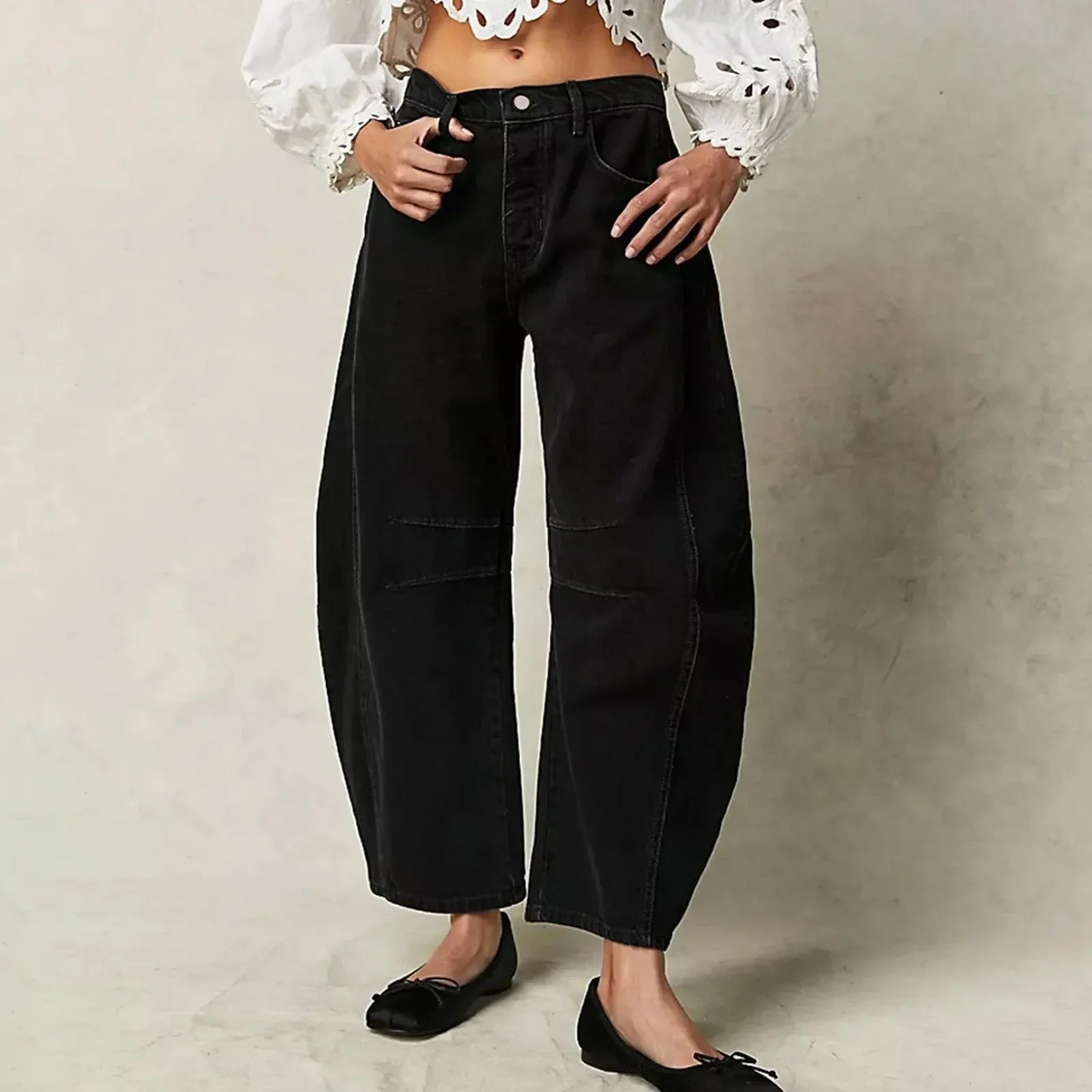 Women's Wide Leg Jeans Blue Size 28 High-Stretch Denim 6