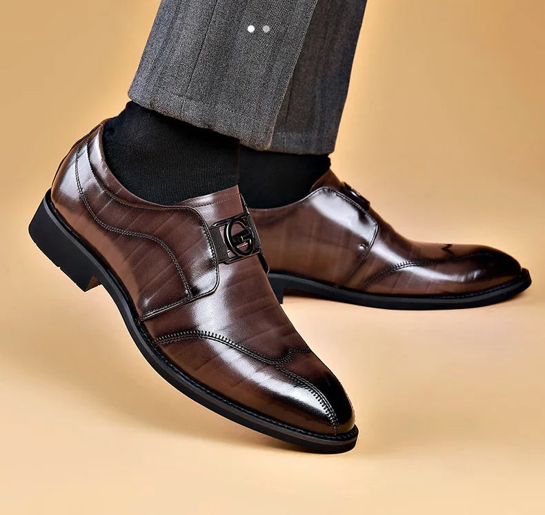 BowLift | Men's Leather Shoes Stylish Men's Shoes Pointed Oxford Wedding Leather Men's Dress Shoes Gentleman Office Man Shoe