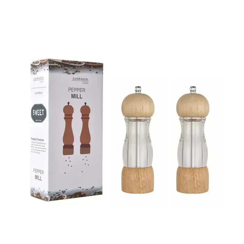 BowLift | Pepper mill and salt mill set made of wood and glass – Stylish spice mills for the kitchen