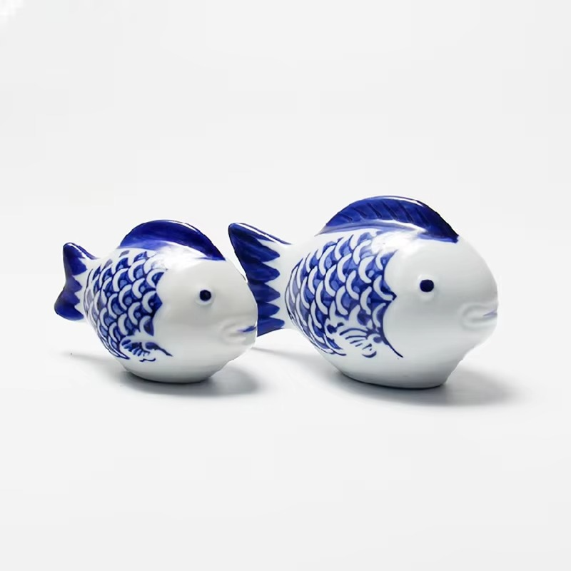 BowLift | Blue and White Porcelain Floating Koi Fish Desktop Ornament