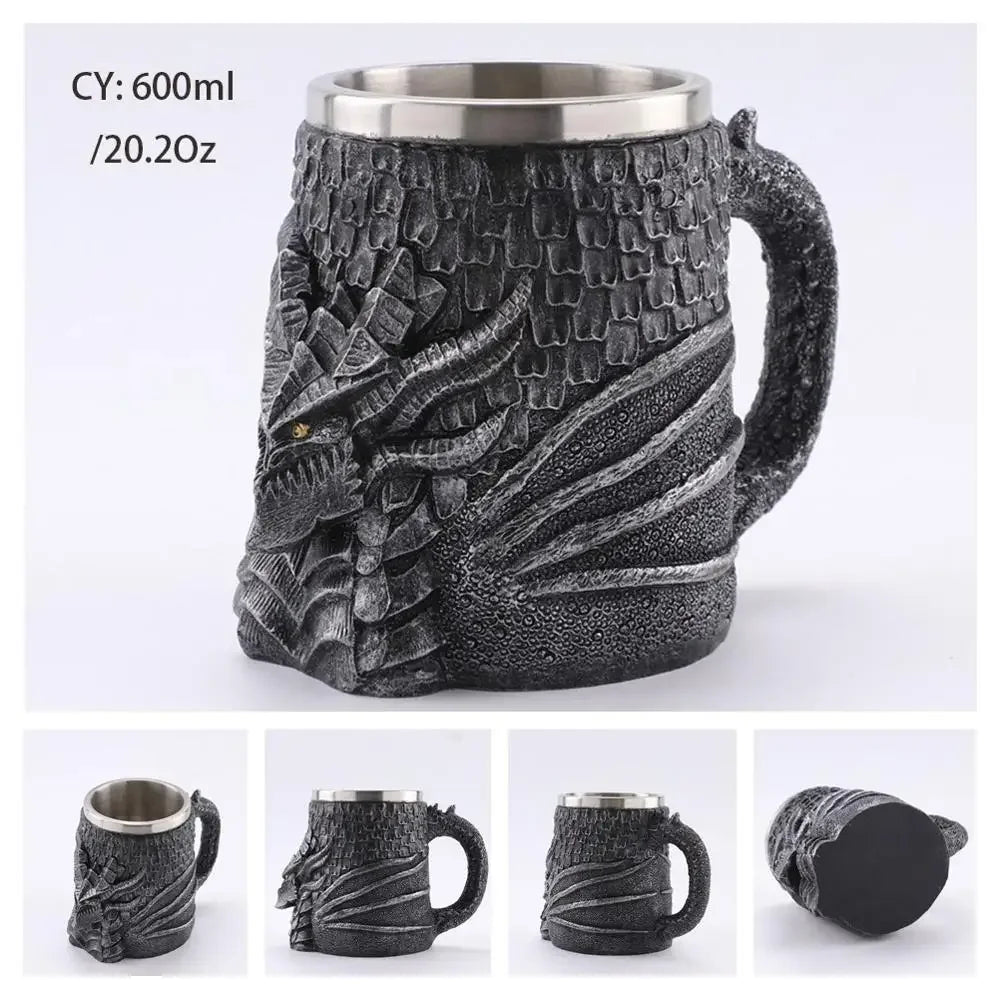 BowLift | Medieval Dragon Resin Stainless Steel Mug as Coffee Mug or Tea Mug