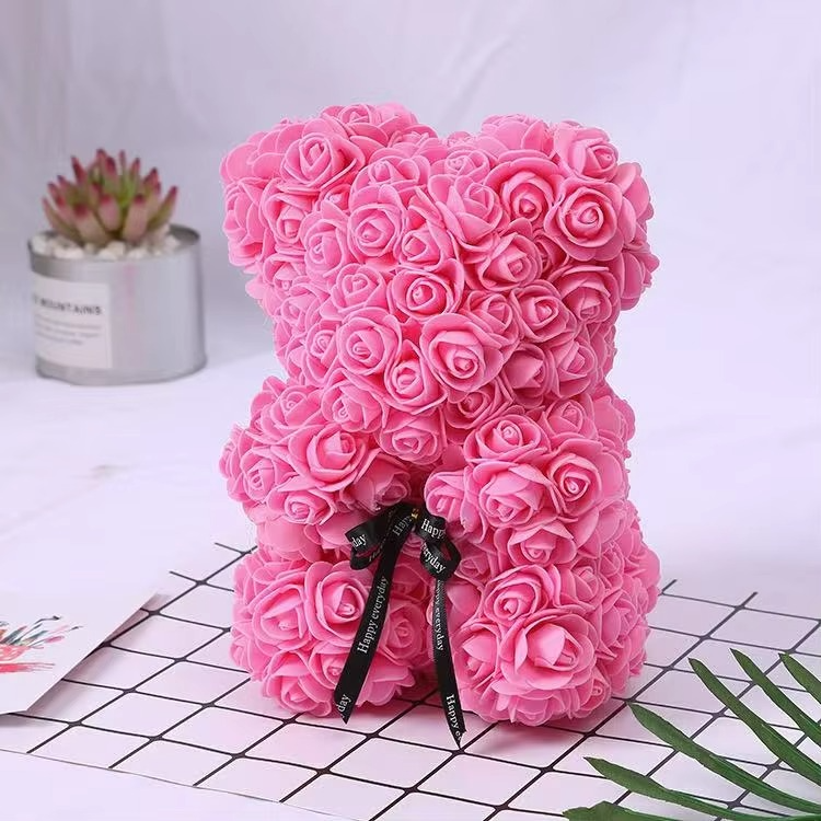 BowLift | 9.8in Artificial Rose Teddy Bear Gift with Display Box - Romantic Anniversary or Valentine's Day Decor